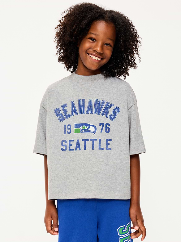 Seattle Seahawks Oversized Boxy Graphic T-Shirt for Boys