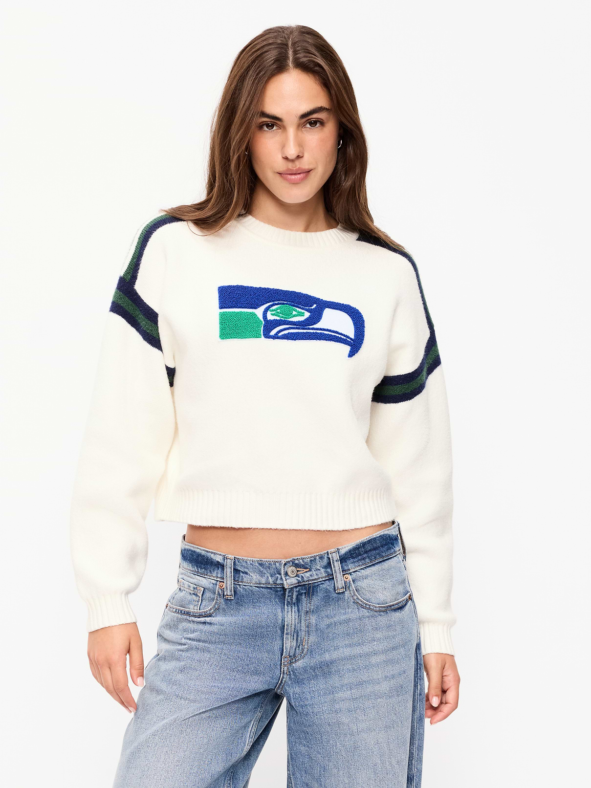 Image number 3 showing, Seattle Seahawks Cropped Sweater for Women