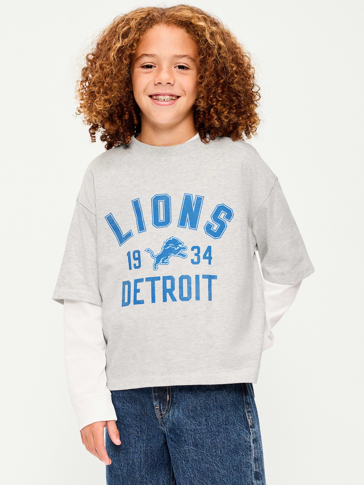 Image number 1 showing, Detroit Lions Oversized Boxy Graphic T-Shirt for Boys