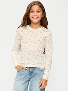 L'image numéro 1 présente T-shirt côtelé à manches longues à motif pour fille