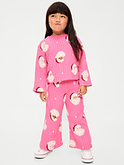 Image 1 of 5, crew neck, long sleeves, drop shoulders, matching pants, elasticized waist, all-over holiday print, Product #1181669