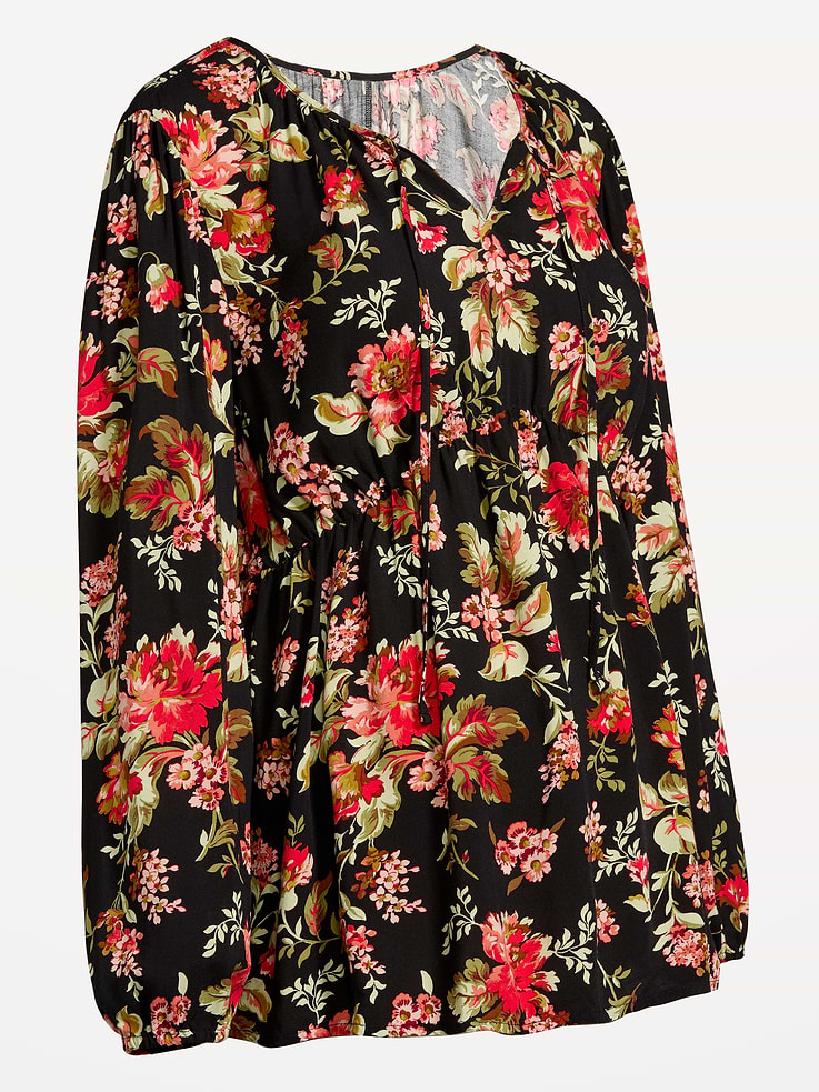Image 4 of 4, Maternity Ruched Tie-Neck Swing Top