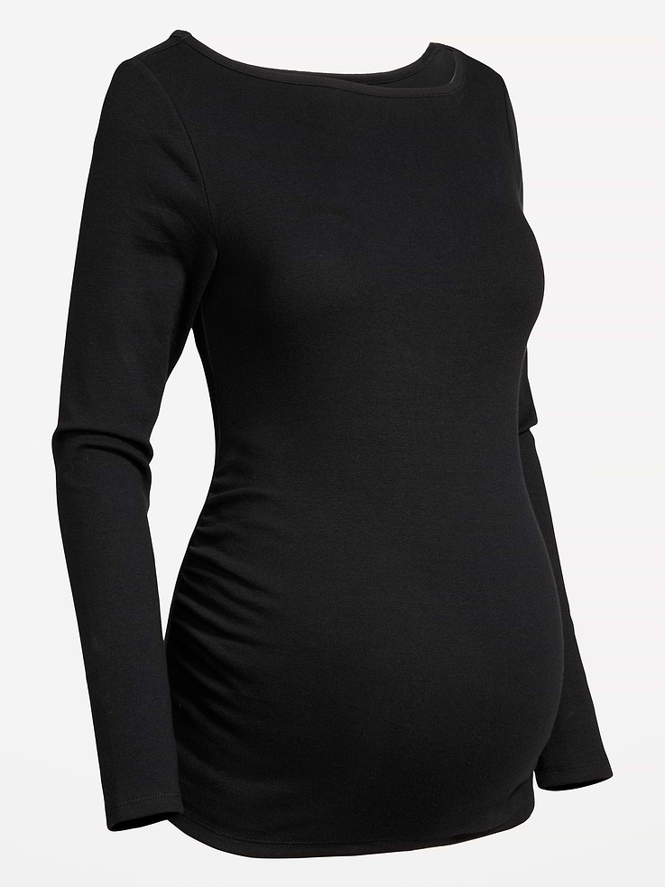 Image 4 of 4, Maternity Snug Long-Sleeve Boatneck T-Shirt