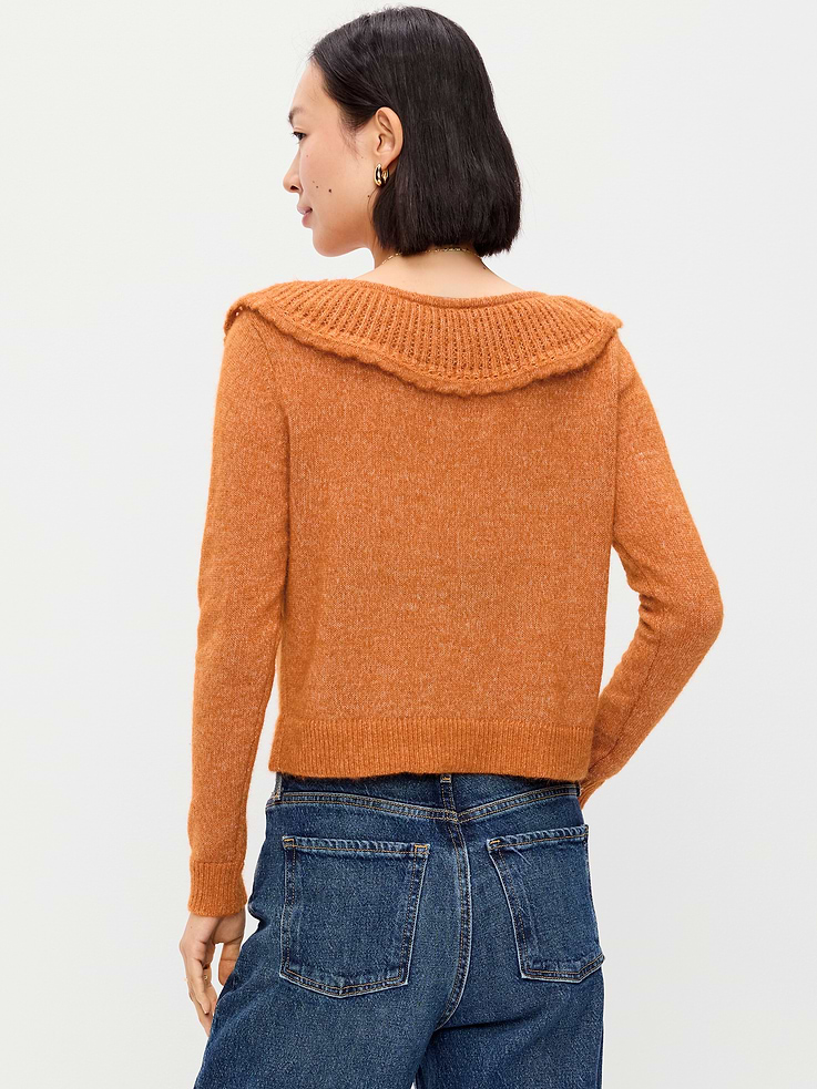 L'image numéro 2 présente Cardigan en tricot pointelle à col à volants