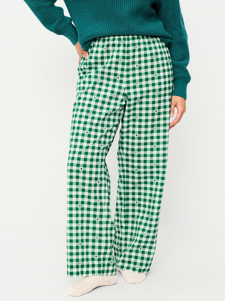 Image 5 of 6, High-Waisted Poplin Pajama Pant