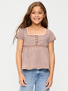 Image number 1 showing, Short-Sleeve Henley Top for Girls