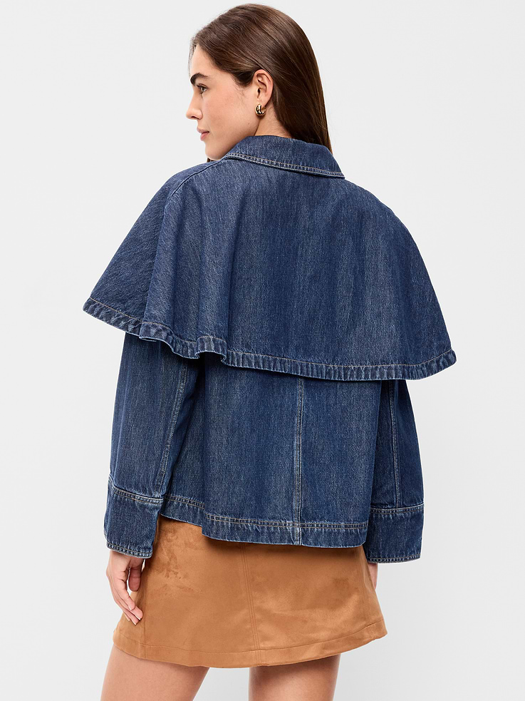 Image 2 of 6, Denim Cape Jacket