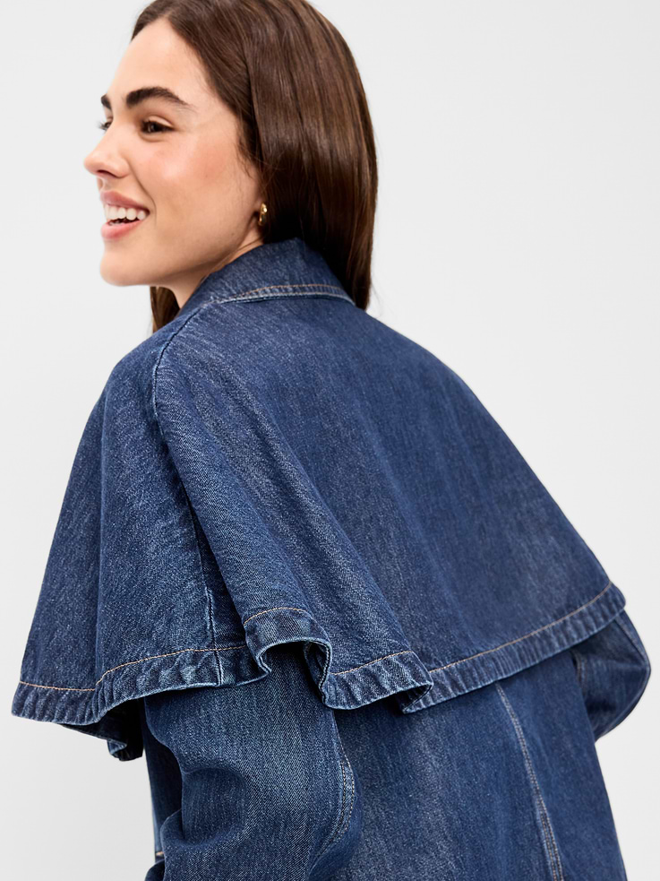 Image 5 of 6, Denim Cape Jacket
