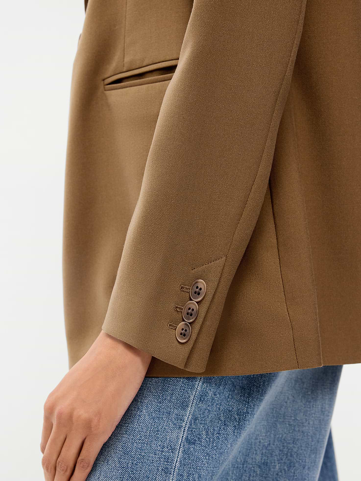 Image 5 of 6, Longline Twill Double-Breasted Blazer