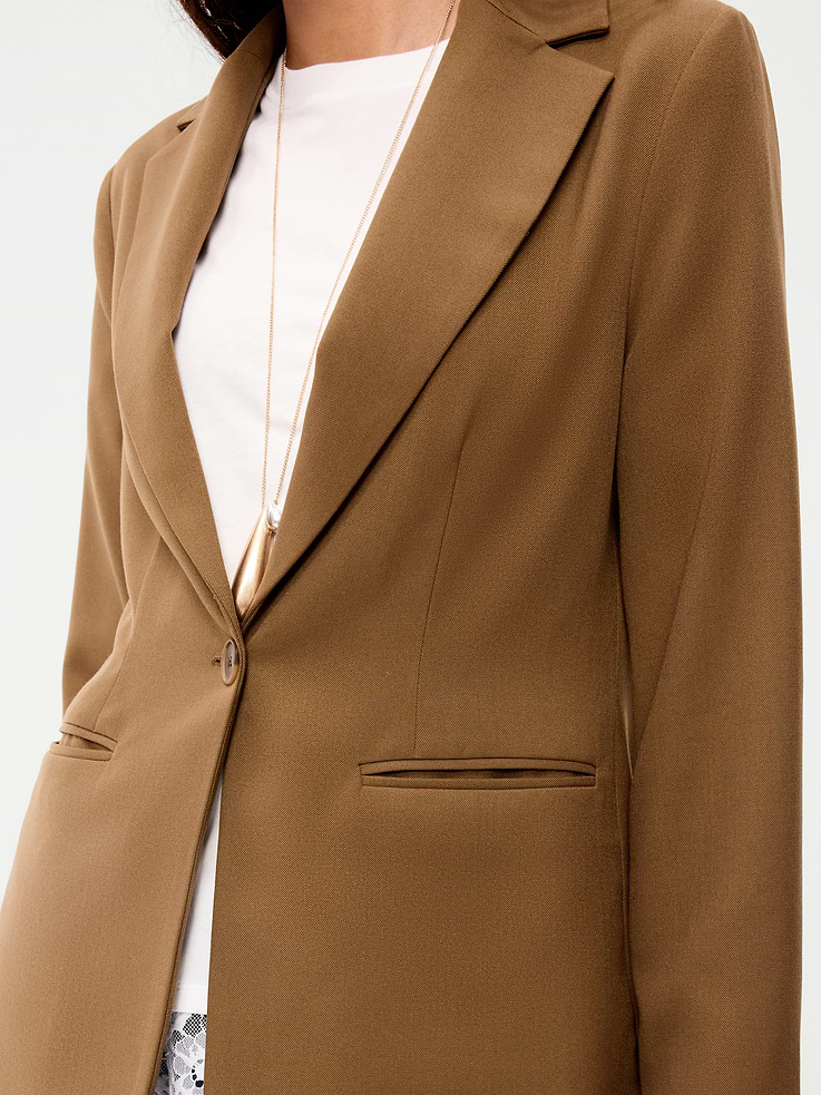 Image 6 of 6, Longline Twill Double-Breasted Blazer