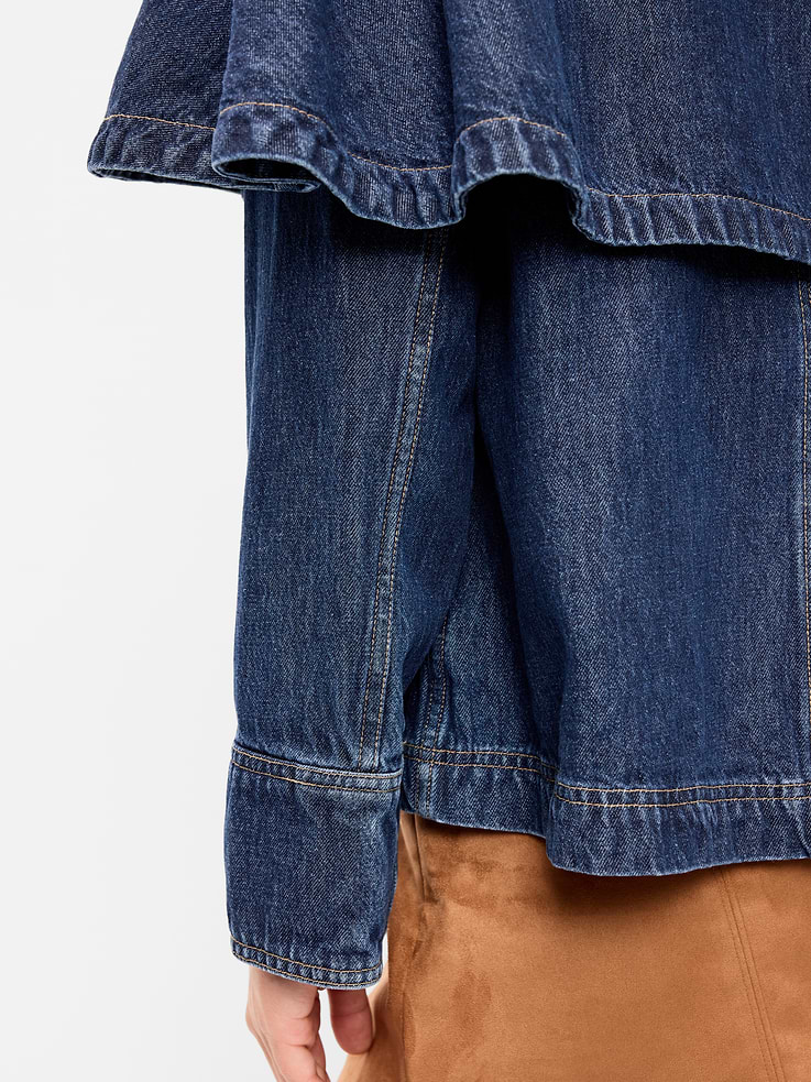 Image 6 of 6, Denim Cape Jacket