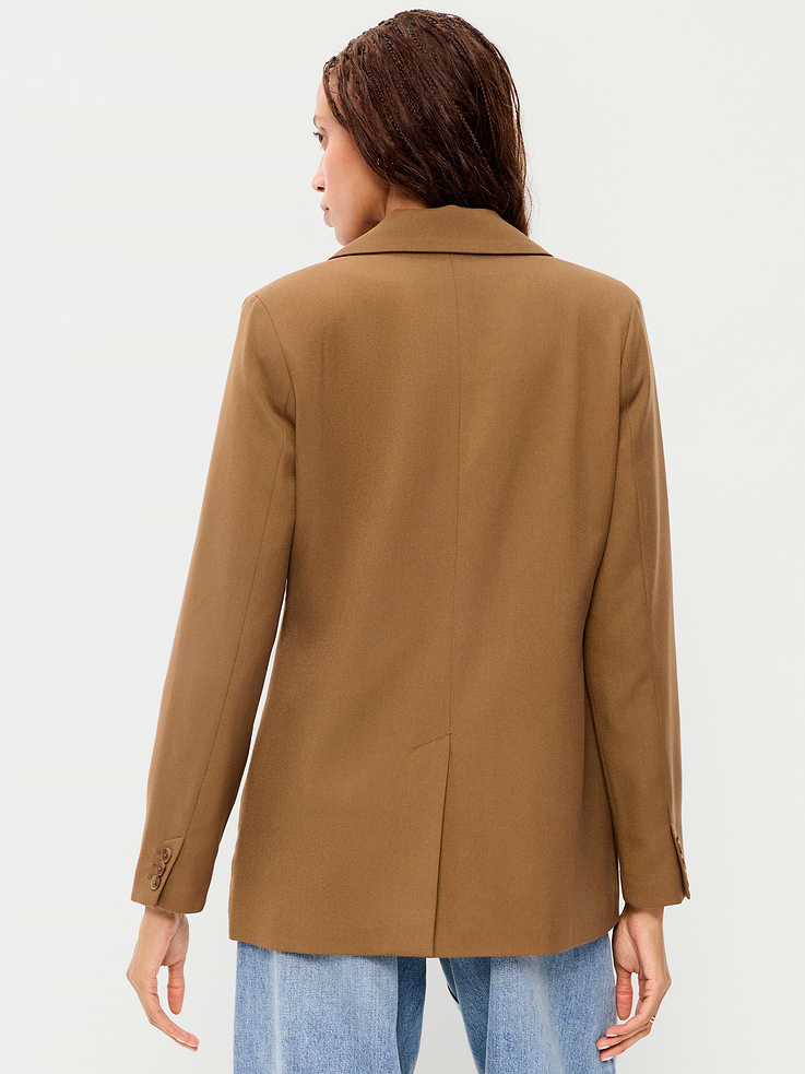 Image 2 of 6, Longline Twill Double-Breasted Blazer