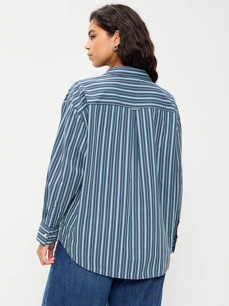 Image 6 of 8, Oversized Button-Down Boyfriend Shirt