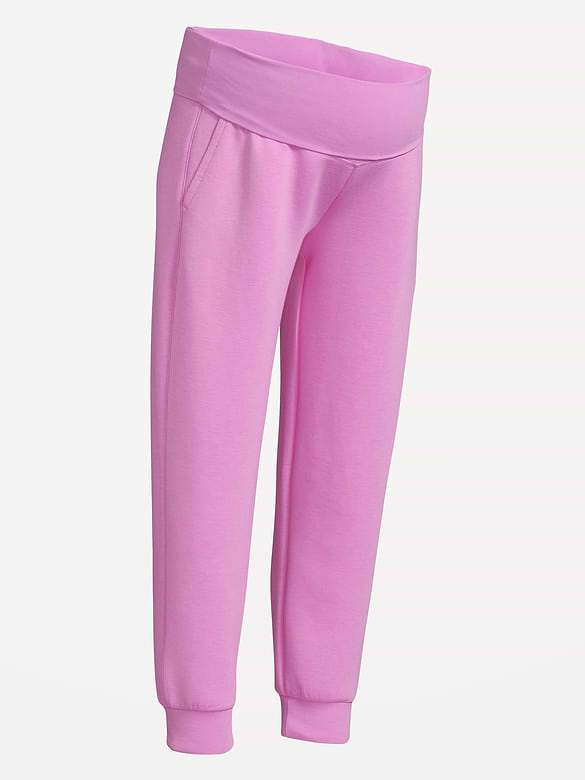 Maternity Bounce Fleece Rollover-Waist Jogger Sweatpants
