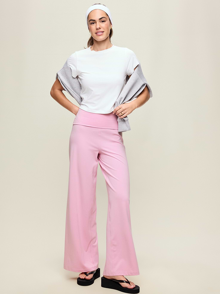 Image 2 of 8, High-Waisted PowerChill Fold-Over Wide-Leg Pants