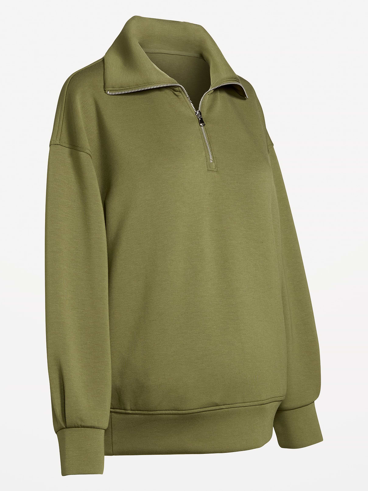 Image 1 de 2, Molleton raffiné de la gamme Old Navy Sport, conçu pour bouger librement: notre molleton emblématique lisse qui garde sa forme., Col tube à demi-glissière., Manches longues avec emmanchure basse et bords plissés., Poches sur la couture., Modèle facile à enfiler., Extensibilité quadridirectionnelle., Tissu respirant., Produit #826370