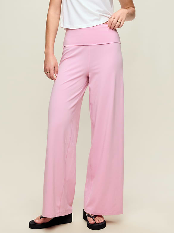 High-Waisted PowerChill Fold-Over Wide-Leg Pants