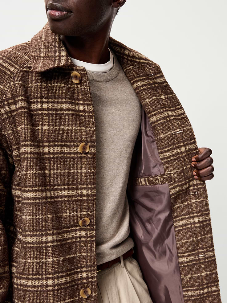 Image 5 of 6, Relaxed Long Twill Topcoat for Men