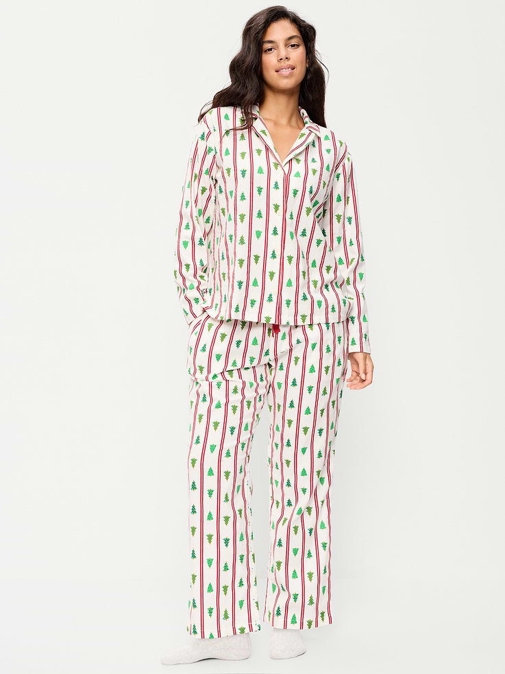 Image 5 of 8, Printed Flannel Pajama Pant Set for Women