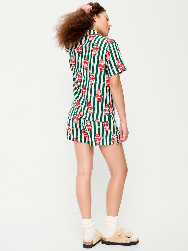 Image 2 of 7, Flannel Pajama Short Set for Women