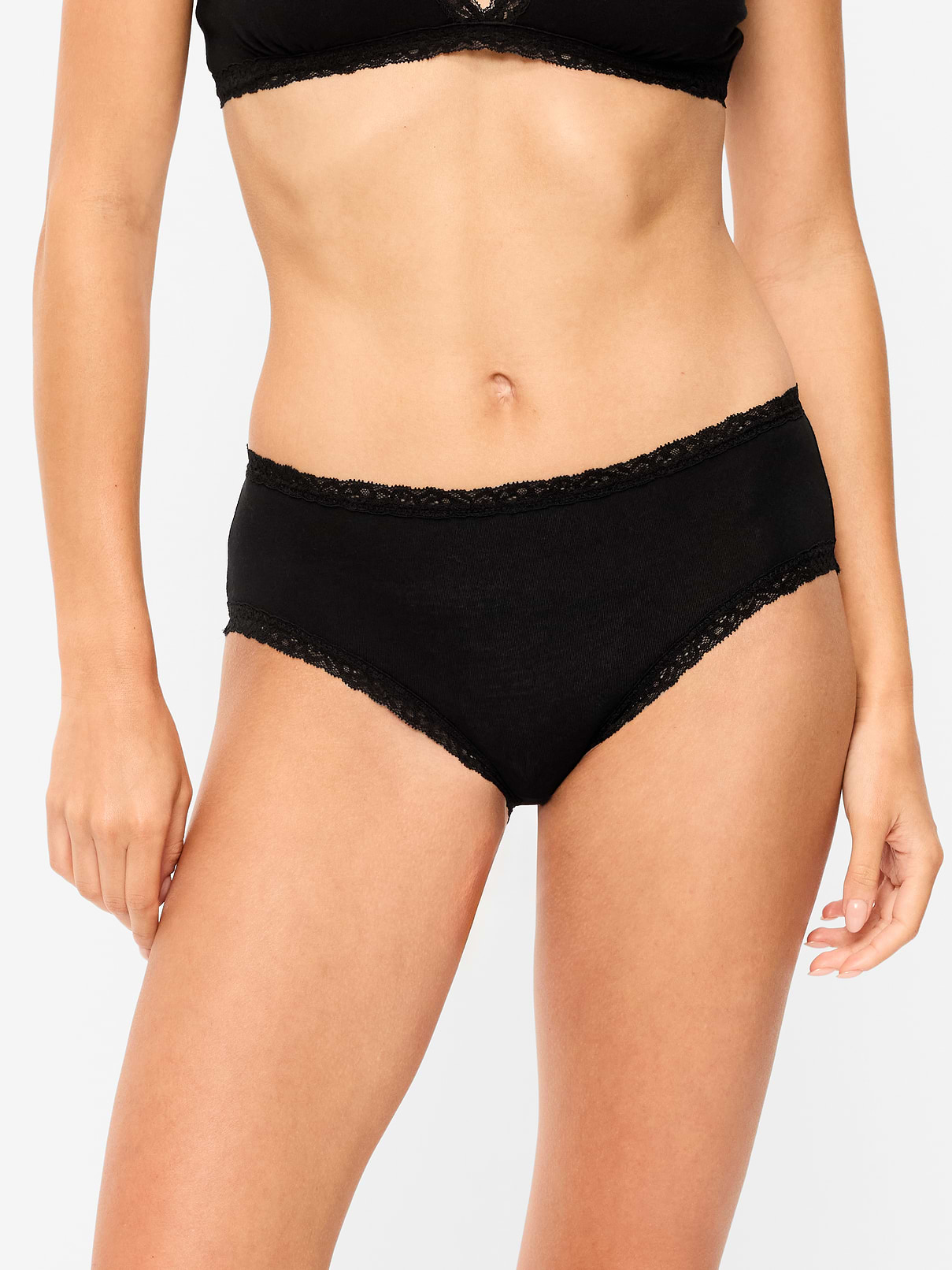 Image 1 of 4, elastic waist, elastic leg openings, lace trim, Product #906185