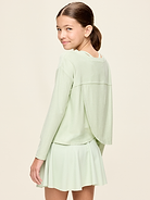 Image 2 de 3, Haut à dos croisé à manches longues NuageSport pour fille