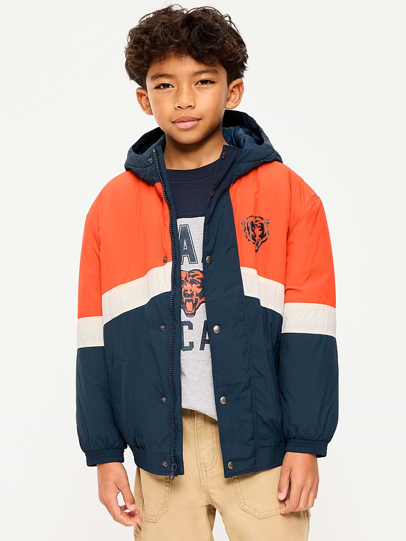 Chicago Bears Oversized Crinkled Hooded Jacket for Boys