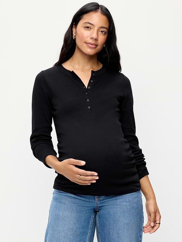 T-shirt henley à manches longues de maternité
