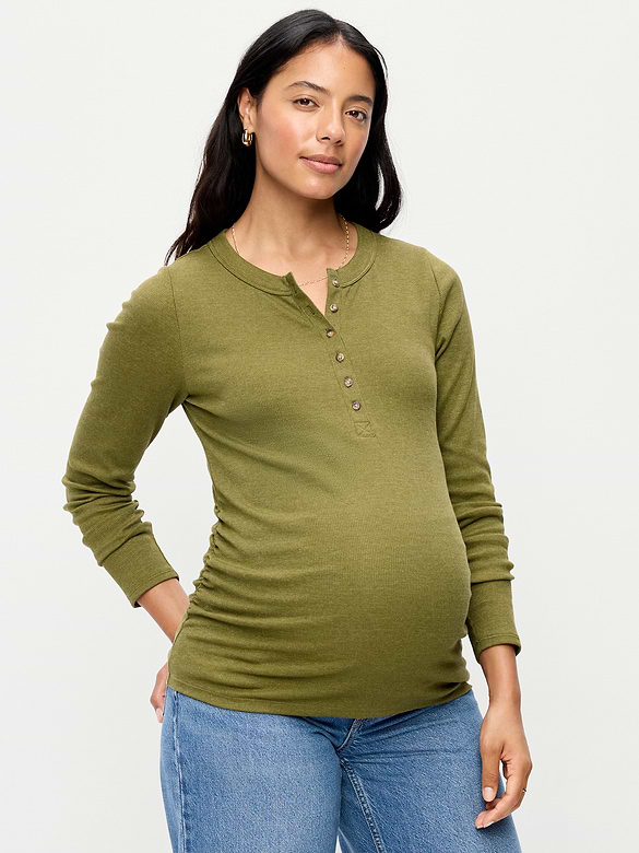T-shirt henley à manches longues de maternité