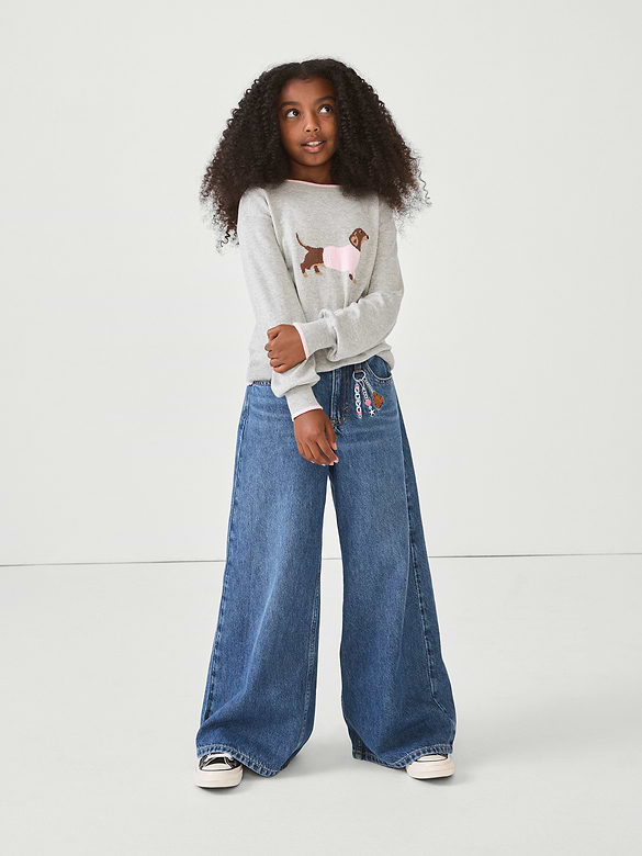 Kids Low Rise Embroidered Baggy Jeans