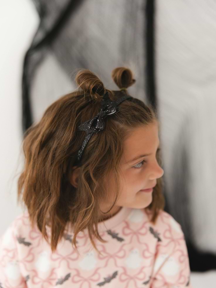 Image number 2 showing, Sweet Wink Glitter Bat Halloween Bow Headband