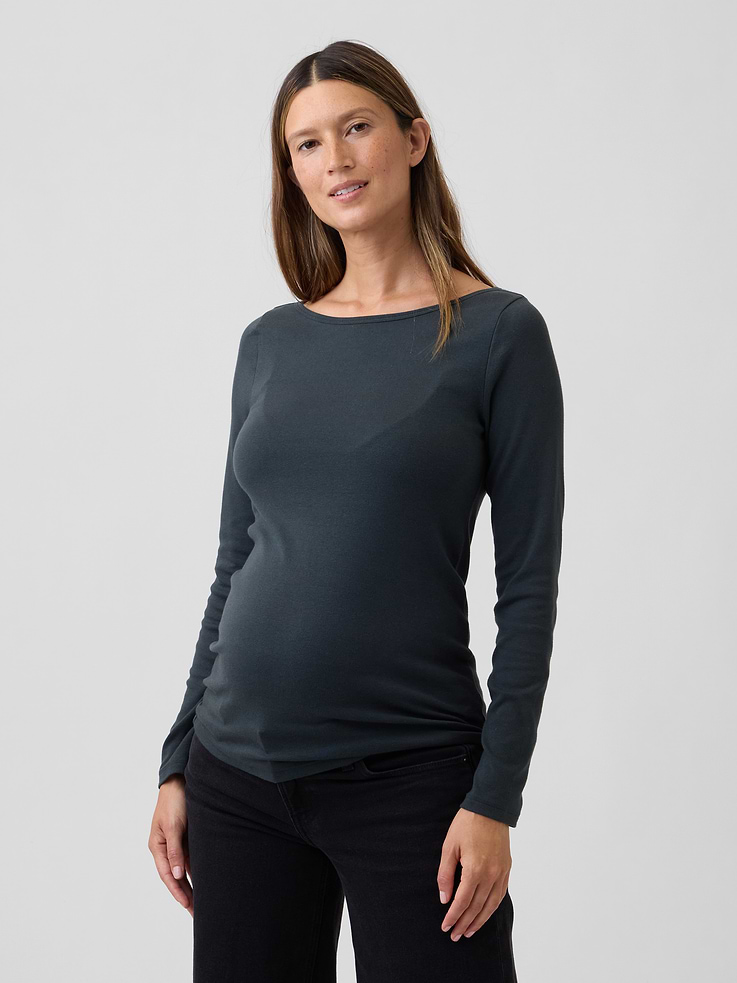 Image number 1 showing, Maternity Modern Boatneck T-Shirt