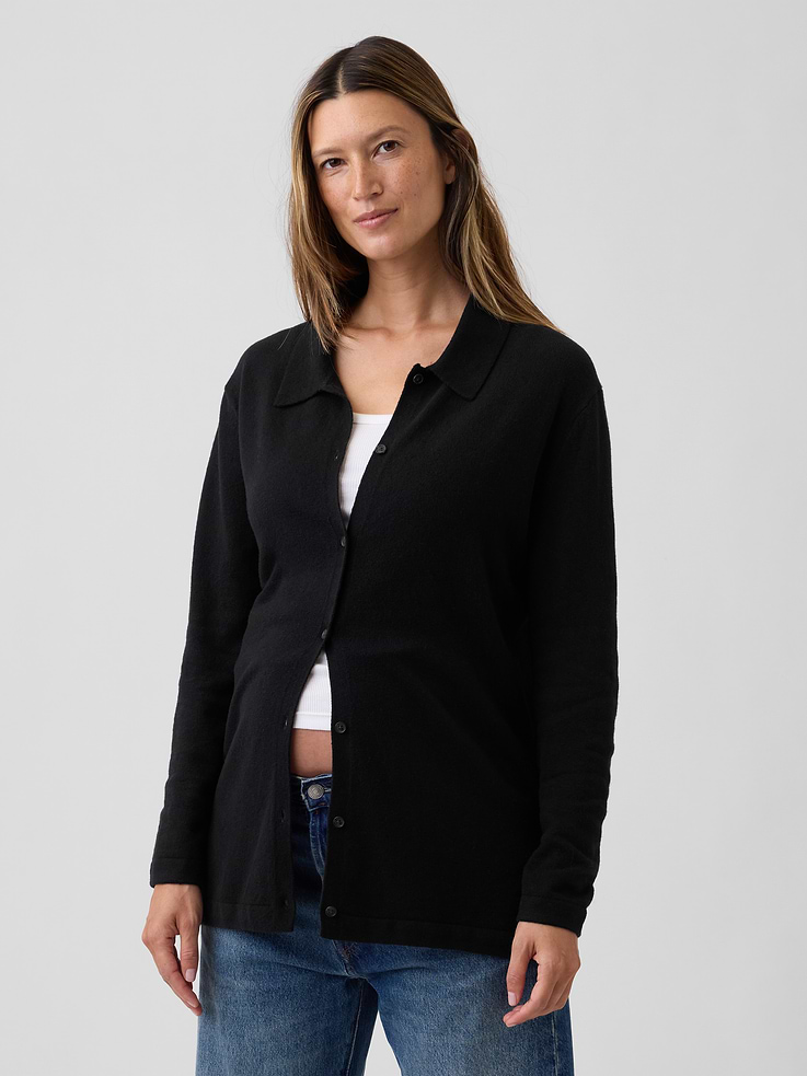 Image number 1 showing, Maternity CashSoft Polo Cardigan