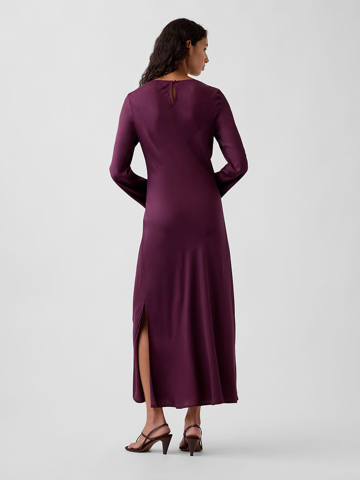 Image 2 of 5, Bell-Sleeve Bias-Cut Maxi Dress