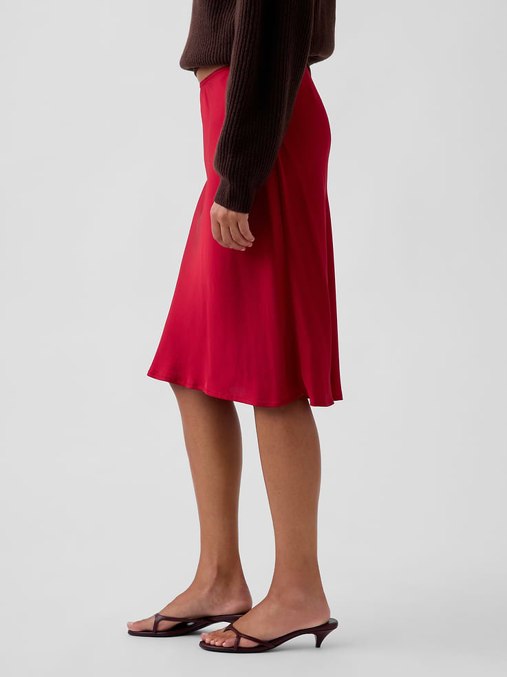 Image 3 of 5, Satin Bias-Cut Skirt