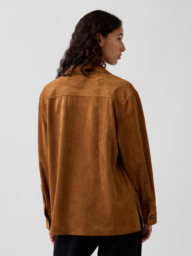 Image 3 of 5, Relaxed Vegan Suede Shirt