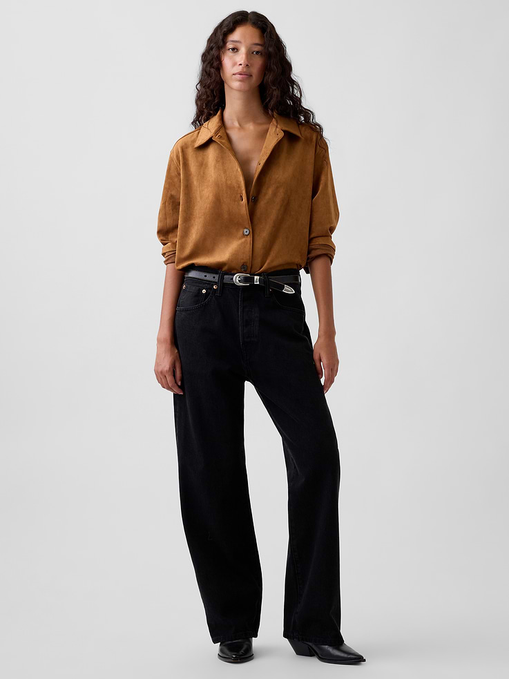 Image 2 of 5, Relaxed Vegan Suede Shirt