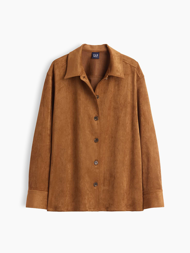 Image 5 of 5, Relaxed Vegan Suede Shirt