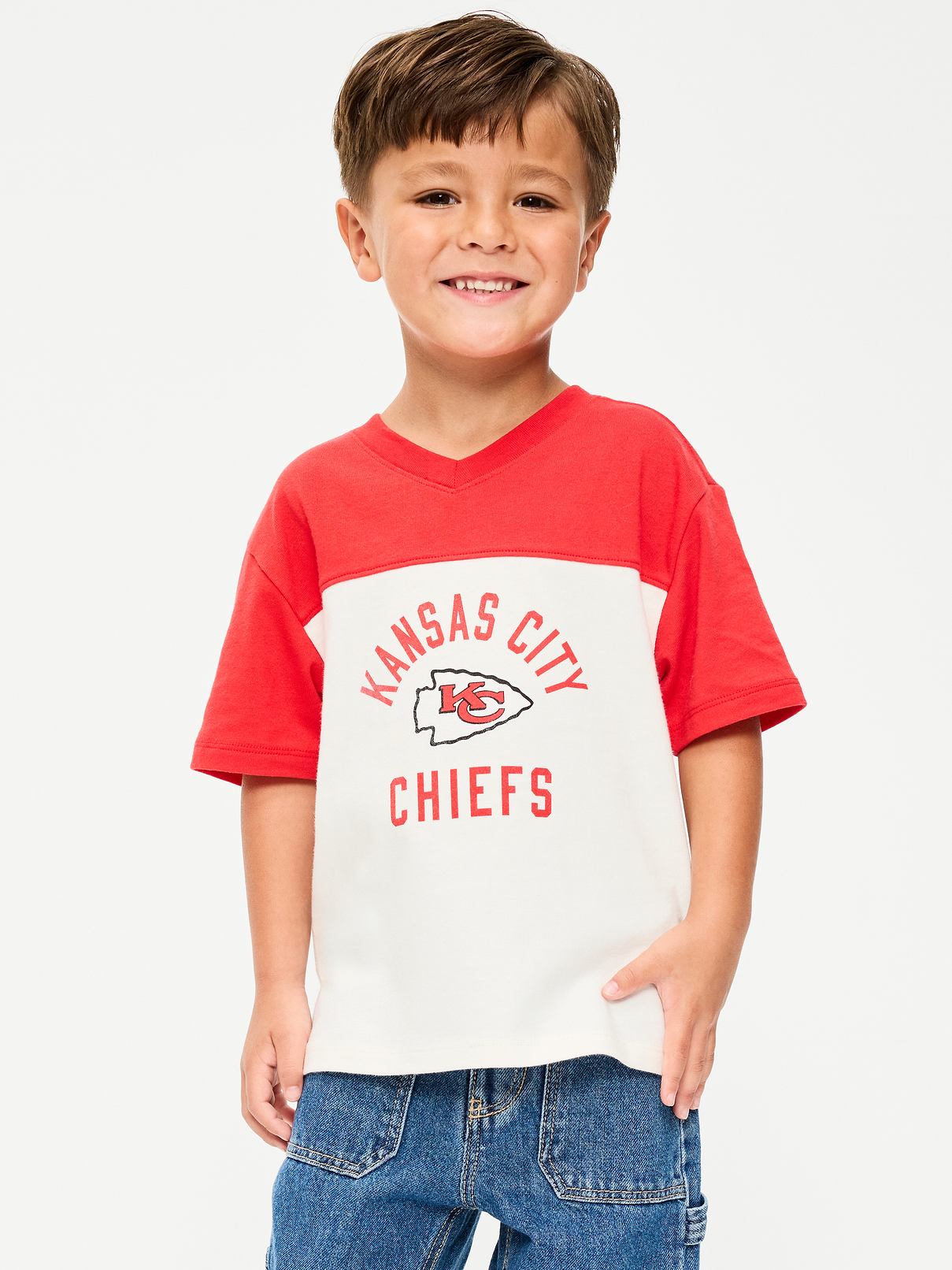 Image number 1 showing, Kansas City Chiefs Oversized Graphic Football T-Shirt for Toddler Boys