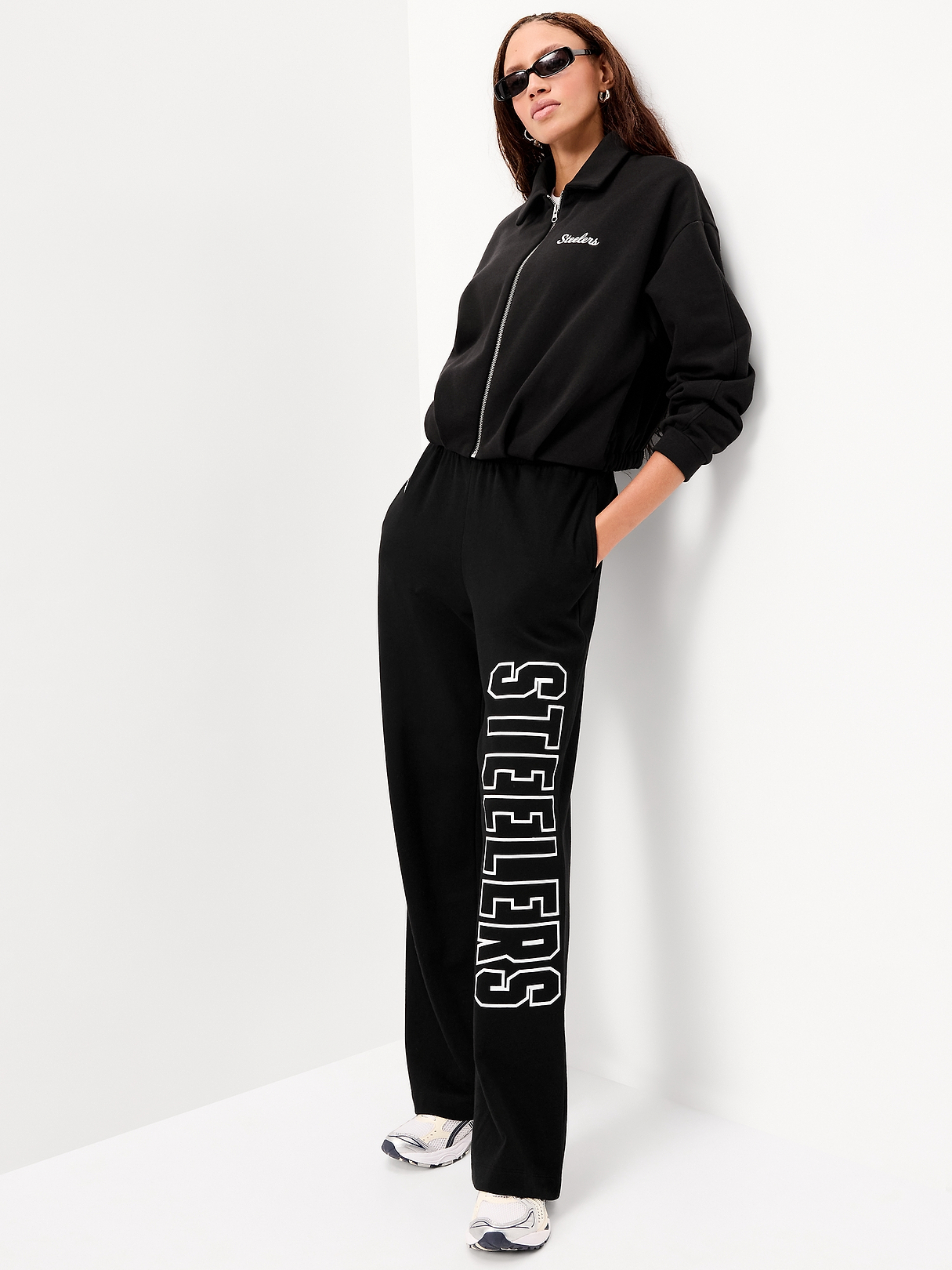 Pittsburgh Steelers Oversized Fleece Bomber Jacket for Women | Old