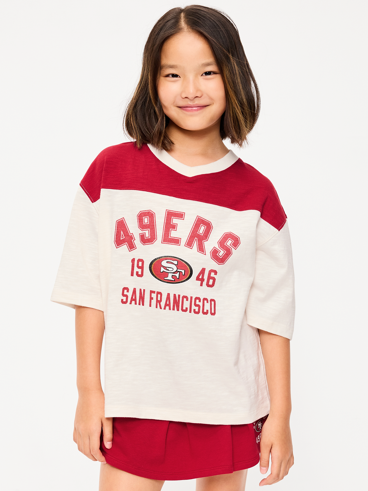 Image number 1 showing, San Francisco 49ers Oversized Graphic Football T-Shirt for Girls