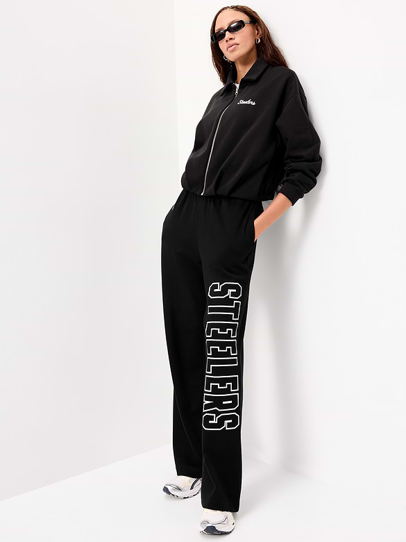 Pittsburgh Steelers Oversized Fleece Bomber Jacket for Women