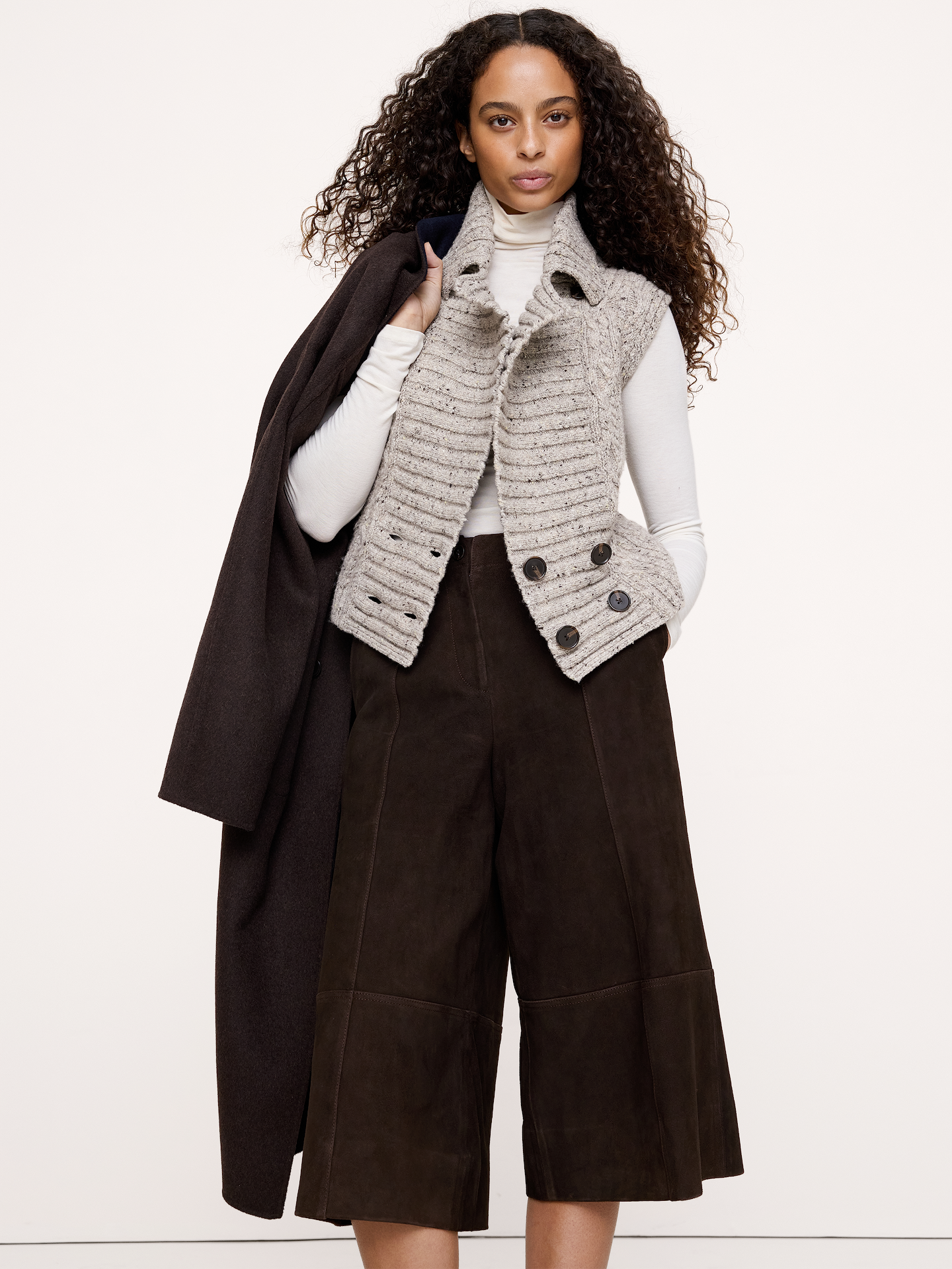Image number 1 showing, Wool-Cotton Cable-Knit Sweater Vest