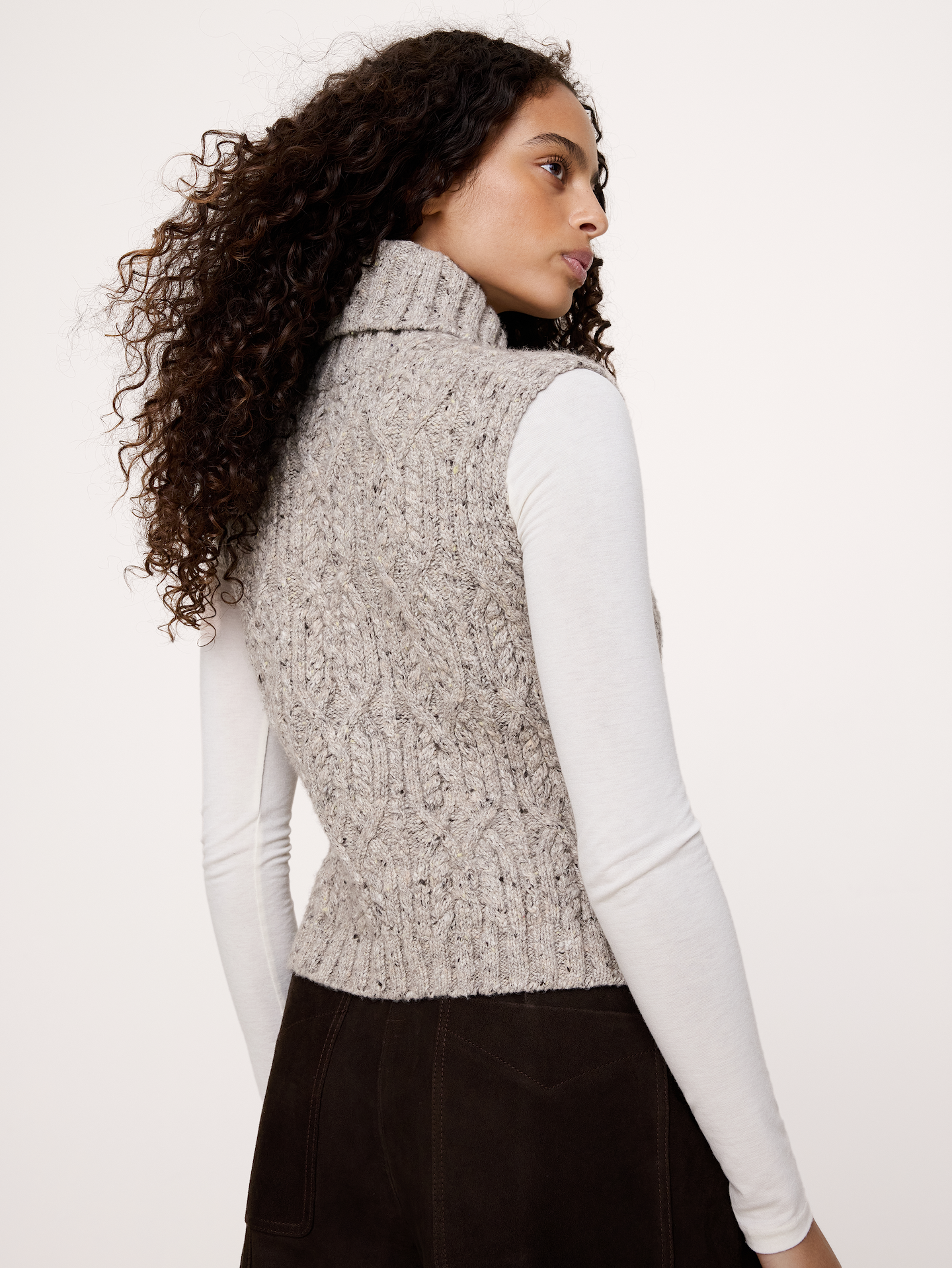 Image number 3 showing, Wool-Cotton Cable-Knit Sweater Vest