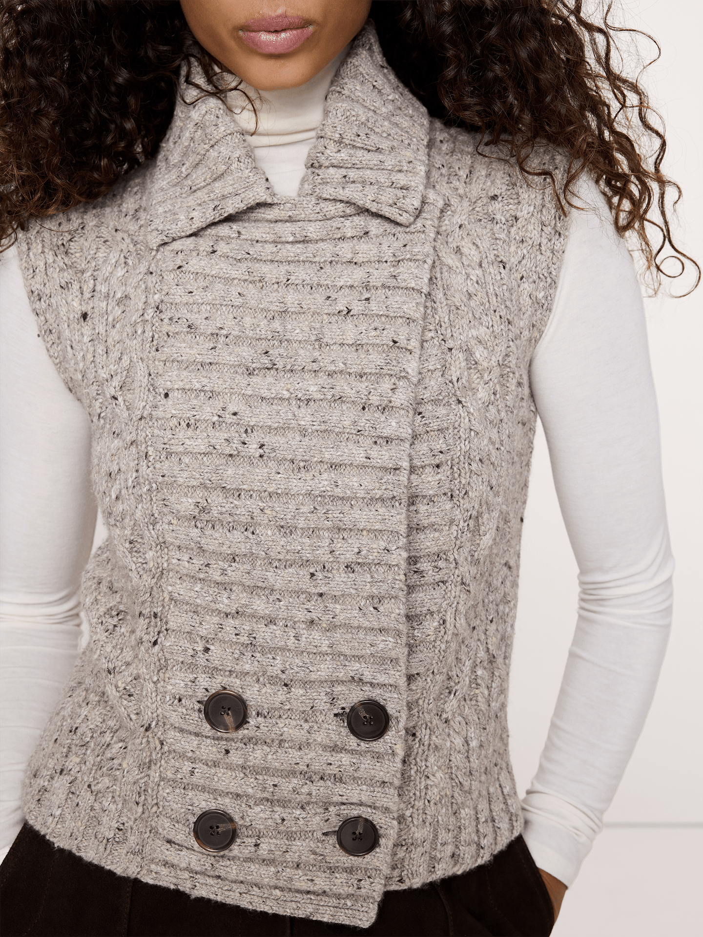 Image number 4 showing, Wool-Cotton Cable-Knit Sweater Vest