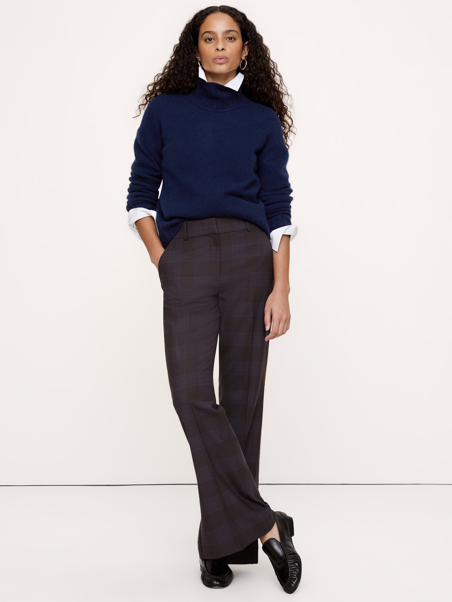 Image 6 of 8, High-Rise Modern Flare Wool-Blend Pant with Side Slit