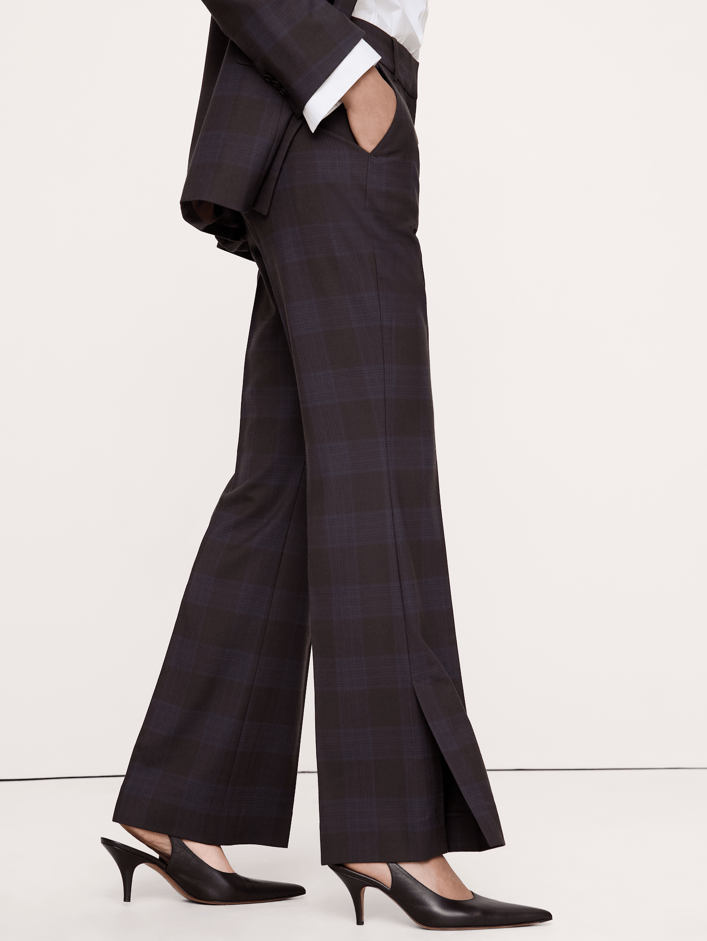 Image 4 of 8, High-Rise Modern Flare Wool-Blend Pant with Side Slit