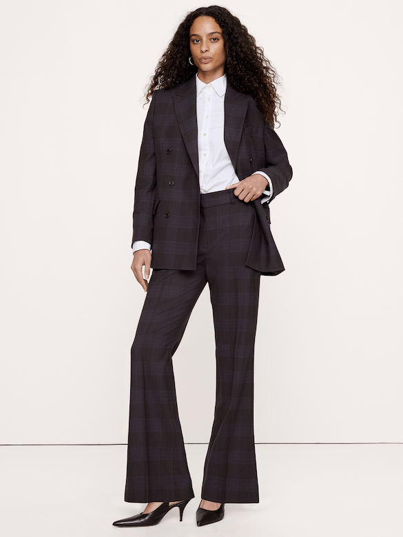High-Rise Modern Flare Wool-Blend Pant with Side Slit