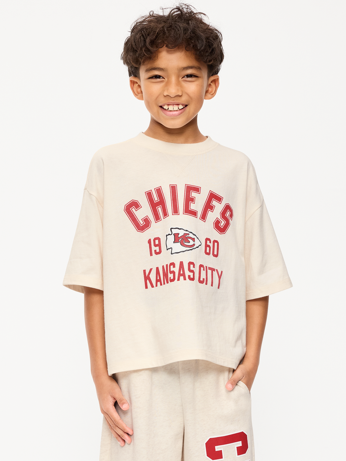 Image number 1 showing, Kansas City Chiefs Oversized Boxy Graphic T-Shirt for Boys