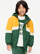 Image number 1 showing, Green Bay Packers Oversized Crinkled Hooded Jacket for Boys